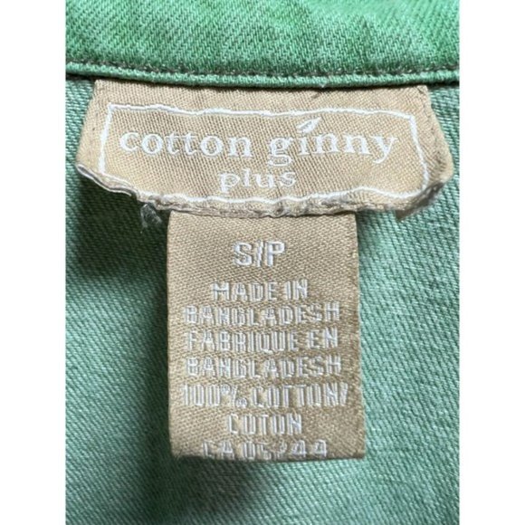 Cotton Ginny Jean Jacket Women Small Pocket Denim Button Up Long Sleeve Green - Picture 4 of 9